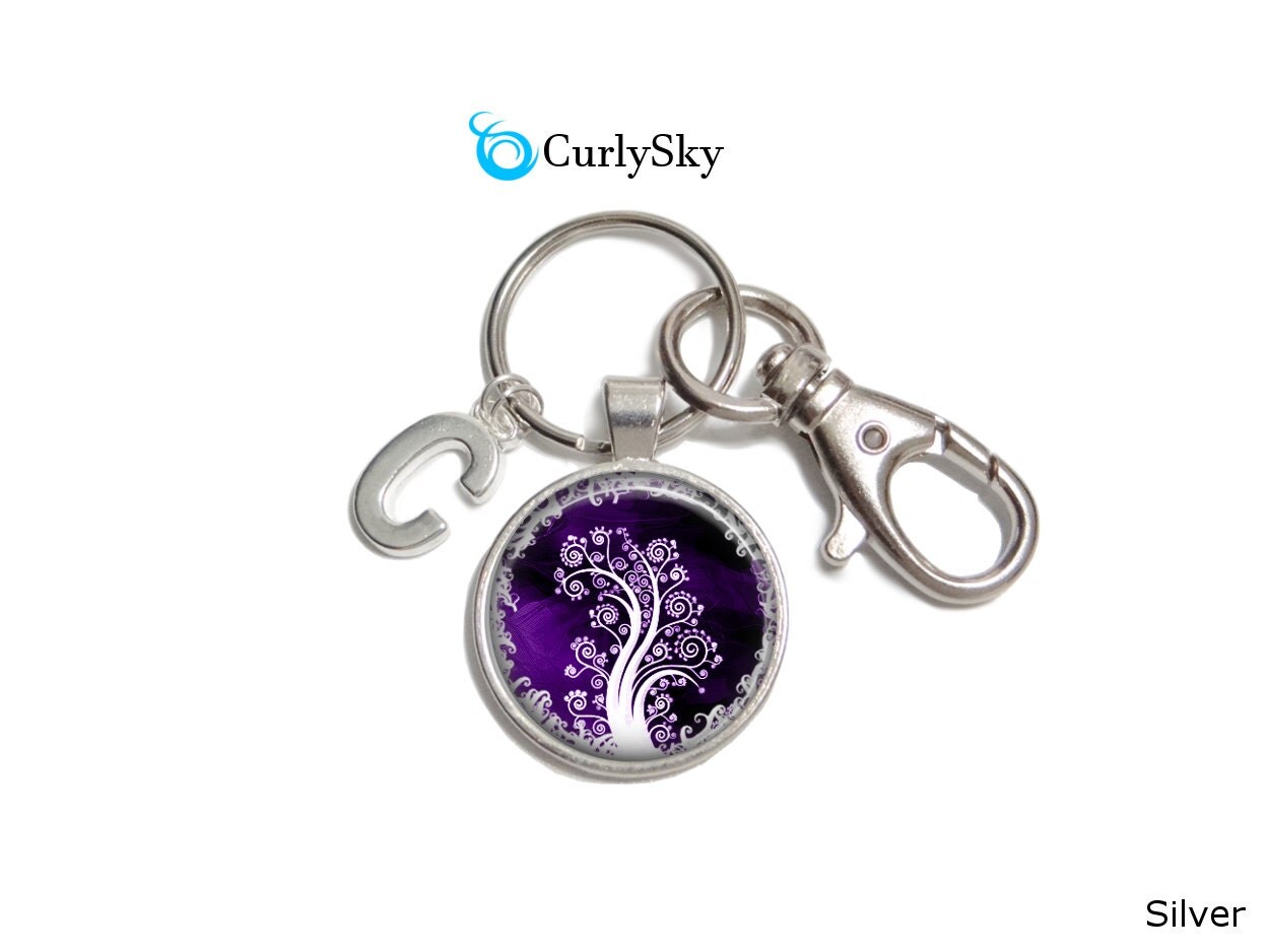 Purple Tree Keychain Purple Tree Keyring Purple Keychain