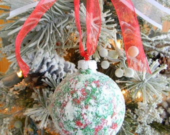 Christmas Tree Ornaments, Glass Christmas Ornaments, Hand Painted Ornaments, Christmas Bulbs, Red, Green, Christmas Balls, Glitter Ornaments