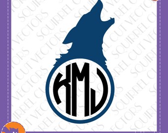 Wolf Monogram Frame SVG DXF EPS Cutting files