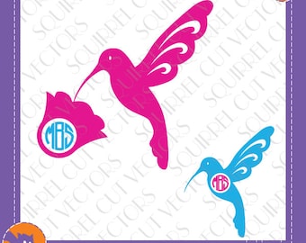 Hummingbird Monogram Frame SVG DXF EPS Cutting file