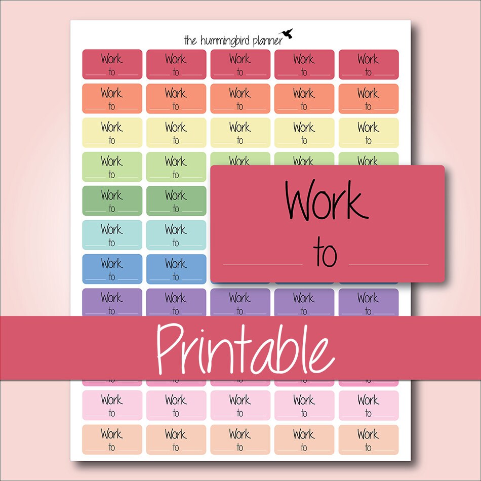 Pastel Work Schedule Boxes Printable Planner Stickers for