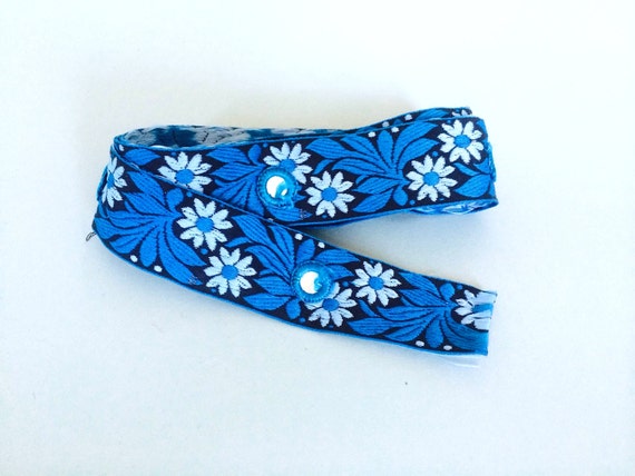 blue black and white brocade ribbon with mirrors blue black and white brocade ribbon with mirrors
