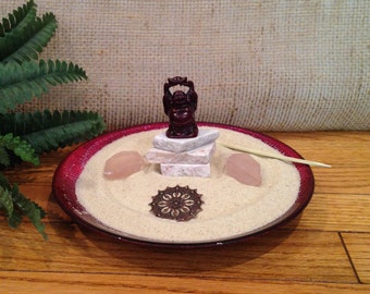 BUDDHA ON STONES Miniature Zen Garden