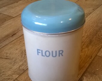 Blue & Cream Flour Tin