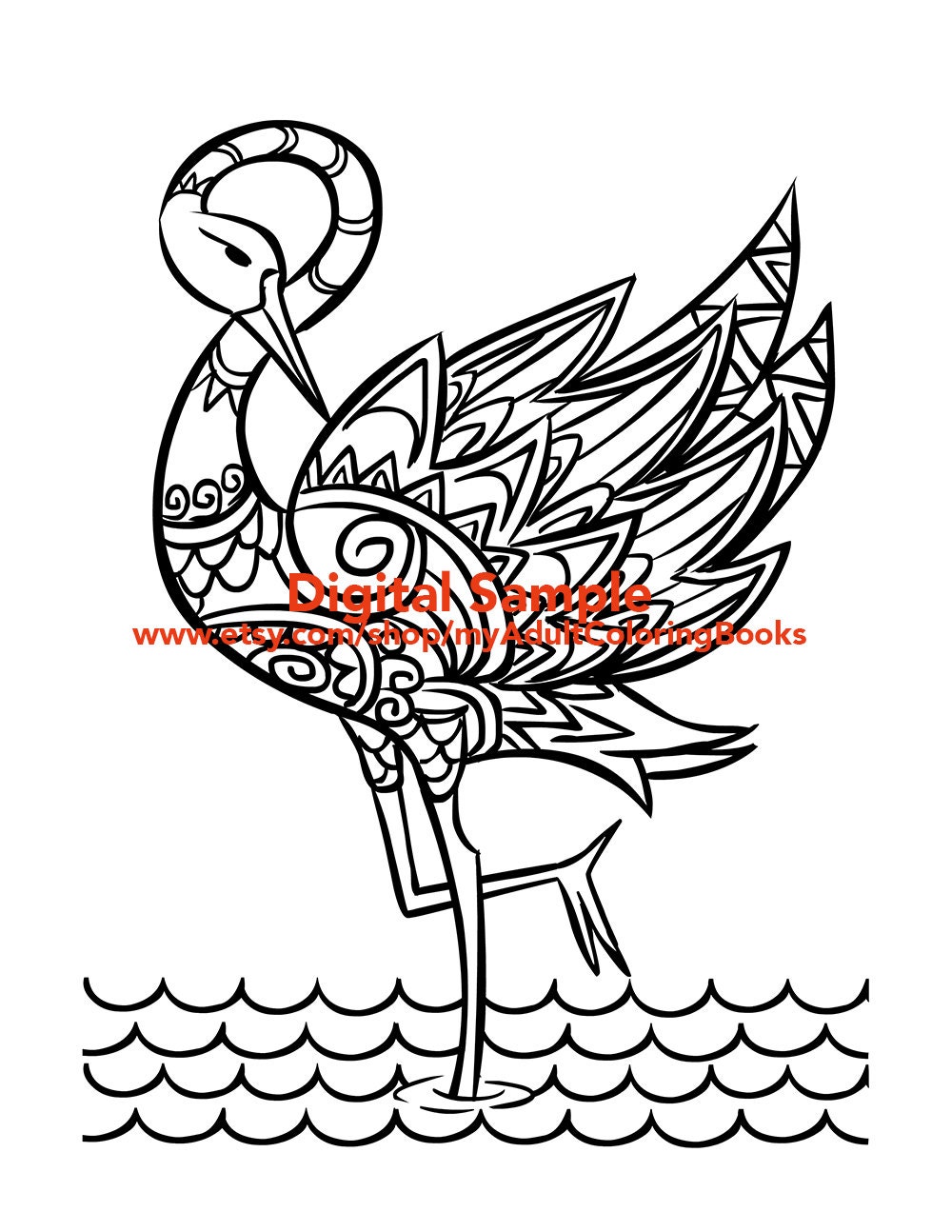 Flamingo Coloring Page for Adults Flamingo Adult Coloring