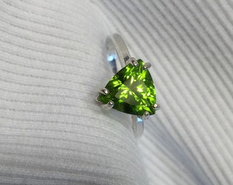 Natural Peridot Sterling Silver Ring
