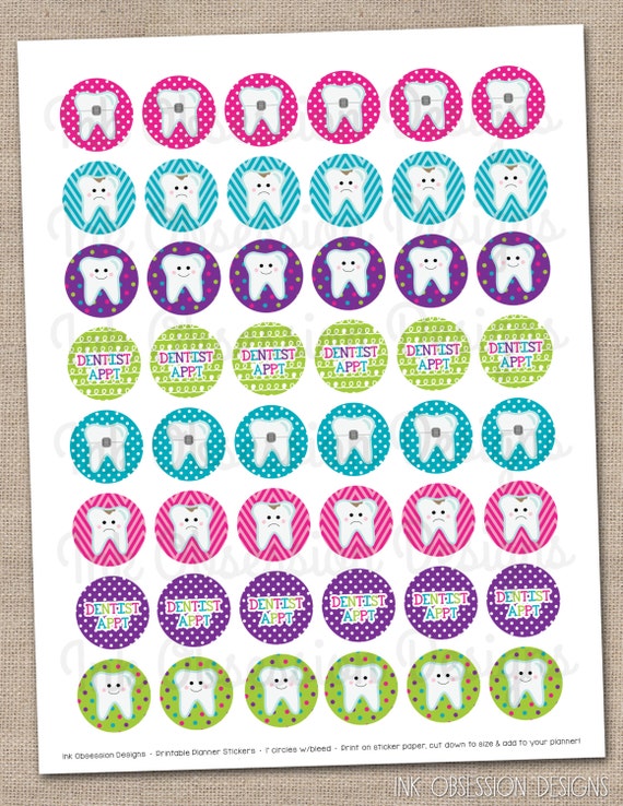 Printable Dentist Stickers | dentist planner stickers instant download printable tooth Printable Dentist Stickers | dentist planner stickers instant download printable tooth