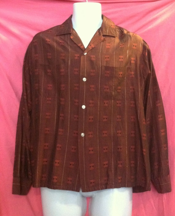 Men's Vintage 1950s Rayon Acetate Shirt Size Small