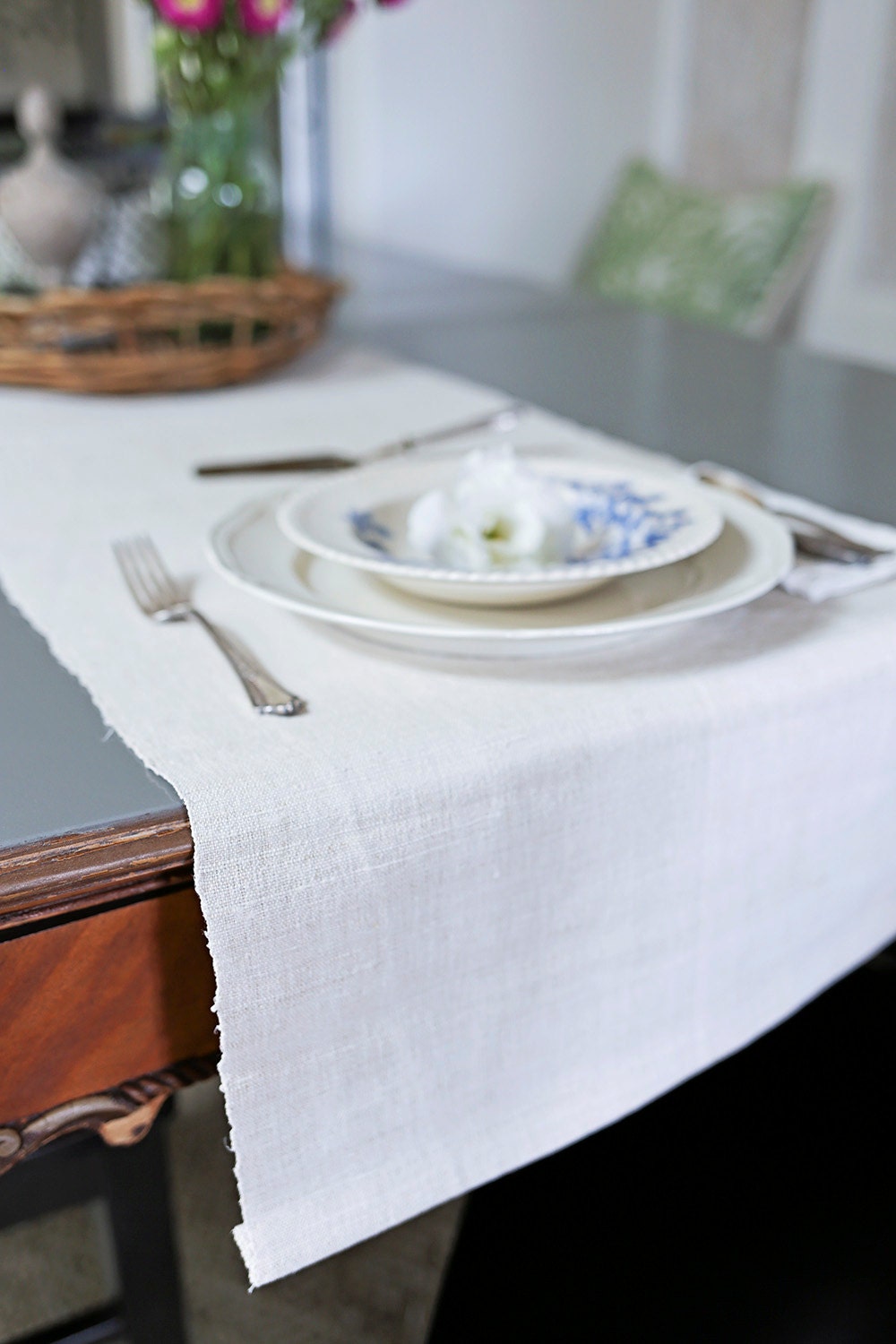 eight foot natural hemp table runner