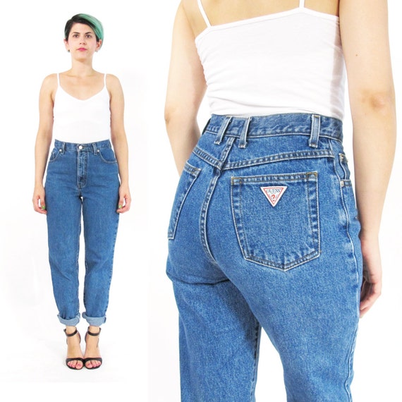 90s GUESS Mom Jeans High Waist Jeans Tapered Leg Jeans Slim