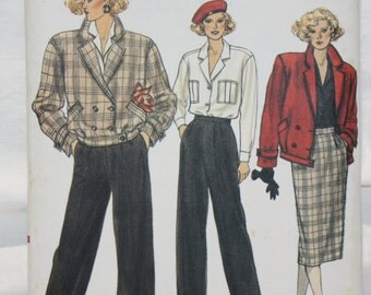 Vintage 1985 sz 6-8-10 Vogue Sewing Pattern 9424 Jacket, Skirt, Pants and Shirt Bust 30.5"-32.5"