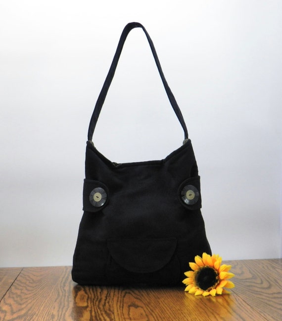Items similar to Black Purse, Bucket Bag, Vegan Leather, Shoulder Bag