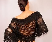 Black Lace Shrug, Bridal Shrug, Wedding Bolero Jacket, Wedding Shrug, Wrap Shawl, Cotton Crochet Bolero, Women Cover Up, Evening Shrug S M L