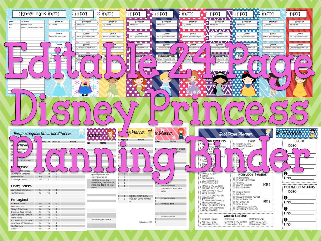 Instant Download Editable Disney Princess Planning Binder