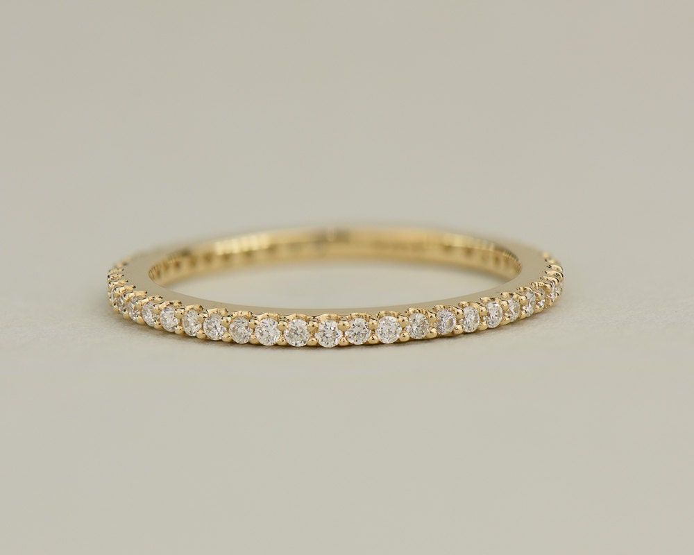 Thin Diamond Band Solid Gold Full Eternity by sevgijewelry