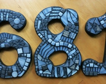 50 SHADES OF GREYS (and Silver) - Custom Mosaic House Numbers - Attention Ladies........(These are color examples only) / 7" - 15" tall