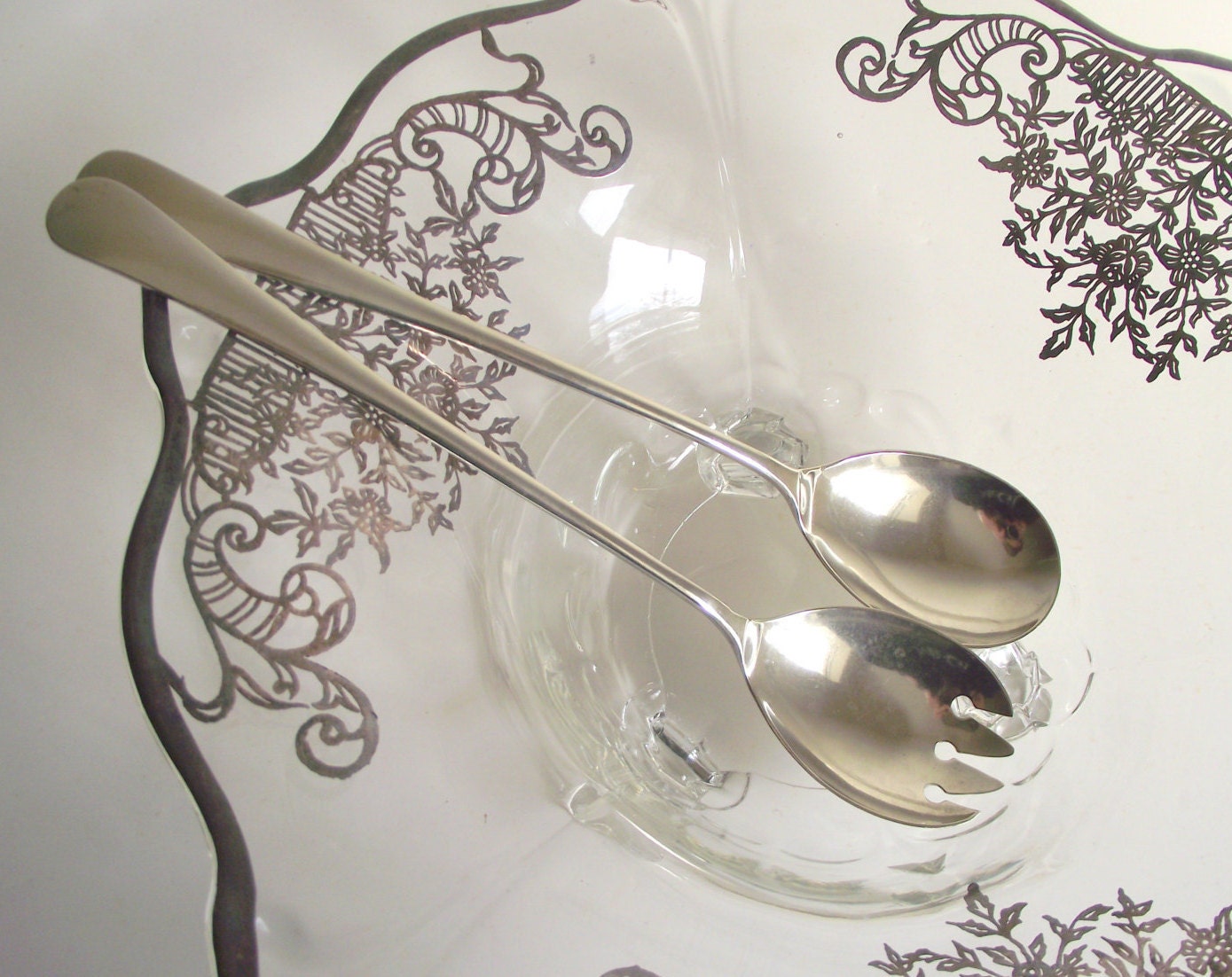 Vintage Silver Salad Serving Set Silver Plated Salad Servers 3121