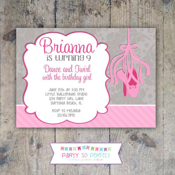 BALLET DANCE Pink Invitation - Girl Birthday Party - PRINTABLE Il_570xn