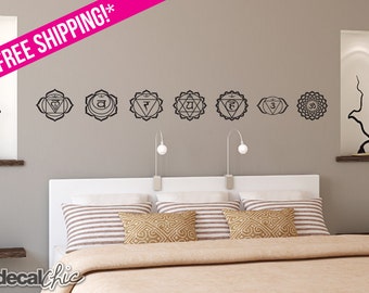 The Seven Chakras ~ Wall Decal ~ Car Decal ~ Vinyl Sticker ~ Custom Size ~ Custom Color ~ Free Shipping USA