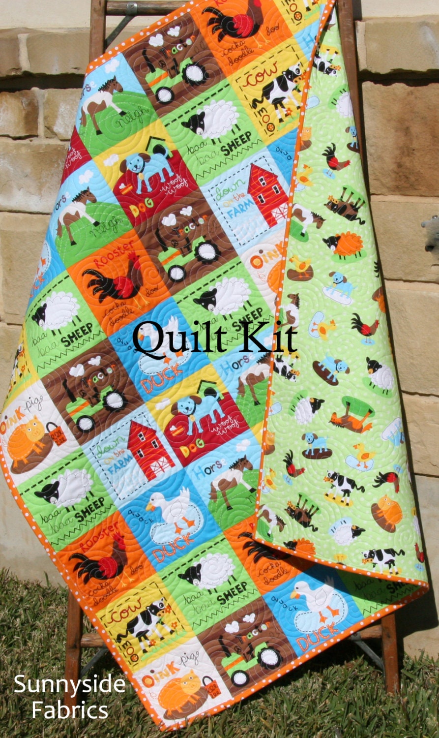 Quilt Kit At the Farm Barnyard Animals Bright Unisex Gender