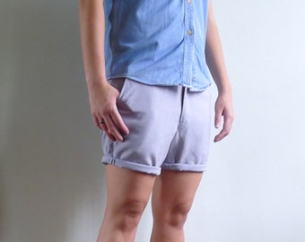 Vintage 70's Men's Lilac Grey Cropped Shorts S 30 31