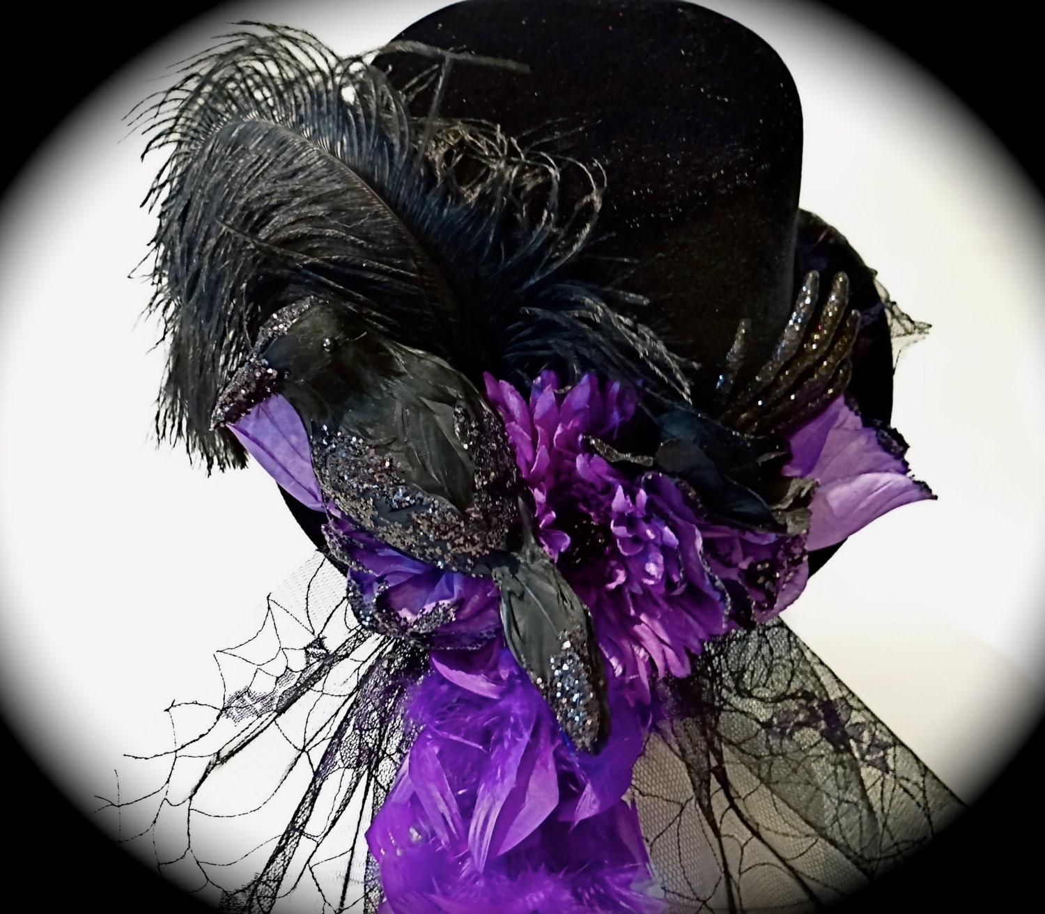 Purple Raven Top Hat Halloween Costume Hats By Marcellefinery