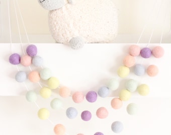 Pastel Rainbow- Nursery Decor- Baby Room Decor-Garland-Pom Pom Bunting- Baby Shower Decor- Pastel Girl Decor-Rainbow baby- Pastel Nursery