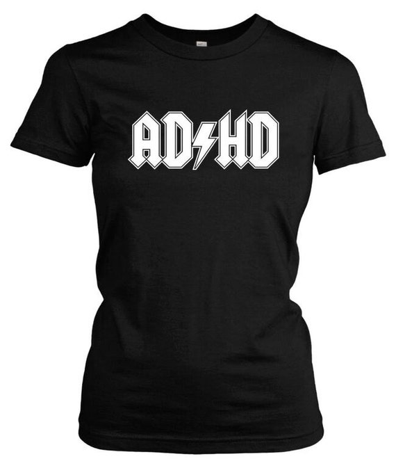 Womens ADHD Rock TShirt cool rock and roll by CrazyDogTshirts
