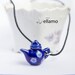Delicate blue teapot / coffee pot pendant, porcelain, fashion pendant and black chord necklace, small teapot with white flowers pattern