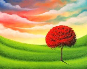 Colorful Abstract Tree Print Three Trees Landscape Art by BingArt