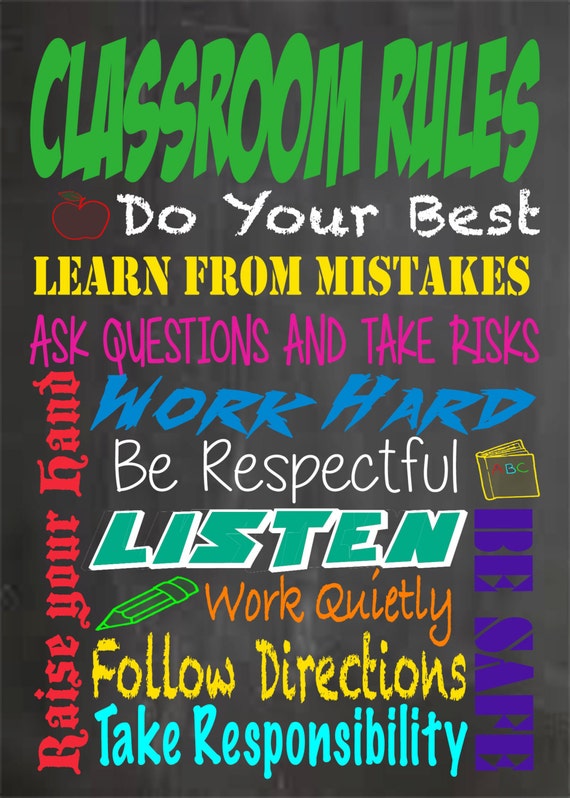 Items similar to Classroom Rules Chalkboard Sign on Etsy