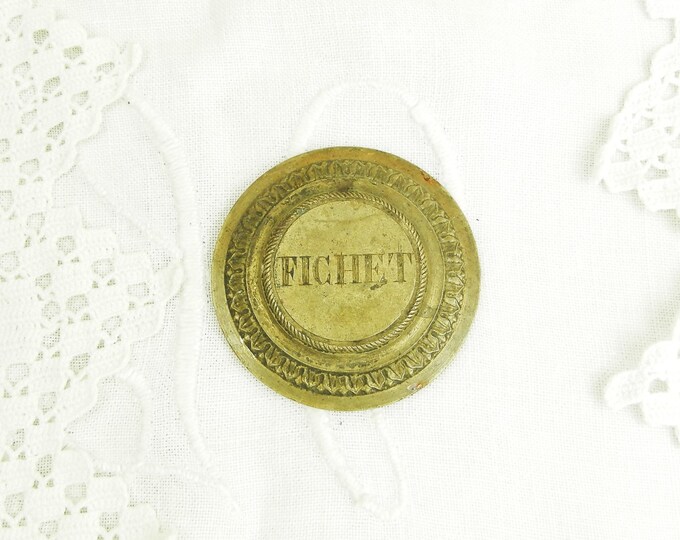 Antique French Brass Metal Molding Engraved "Fichet" / Retro Vintage Home Interior / Chateau Chic / Shabby Chic / Diy Improvement / France