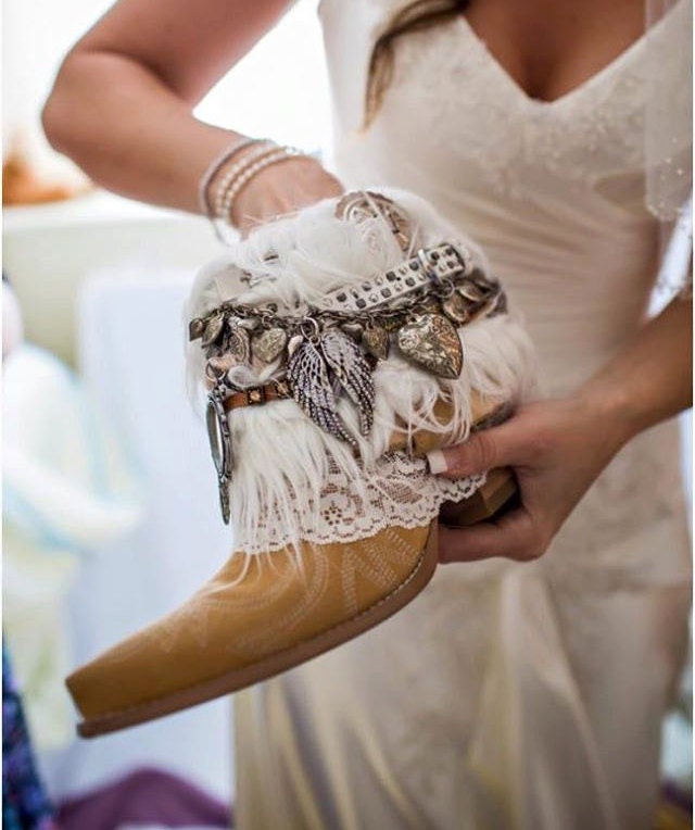 Custom BRIDAL Upcycled vintage COWBOY BOOTS boho boots