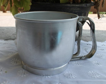 Mid Century Aluminum Five Cup Flour Sifter from Foley