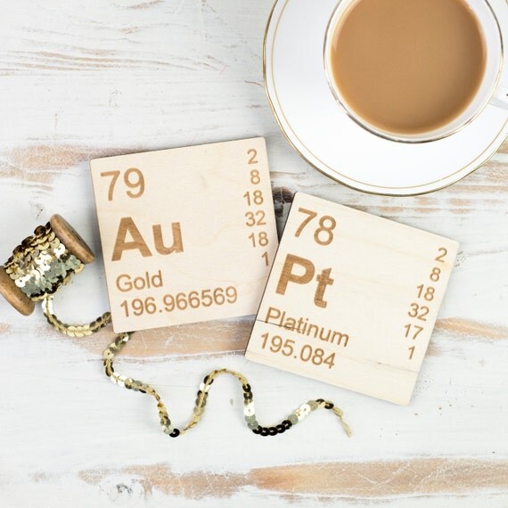 table words periodic spell can you Gold Mother Au Pt Coasters for Periodic Table Set Platinum. Wooden and