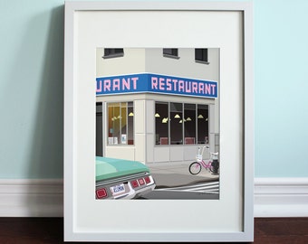 Monk's Cafe / Tom's Restaurant - Seinfeld, Jerry Seinfeld Art Print, TV sitcom