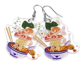 Cute Ramen Earrings, ramen, japan, kawaii food, kawaii ramen, cute anime, cute food, soup, japanese, iitadakimasu, oiishi