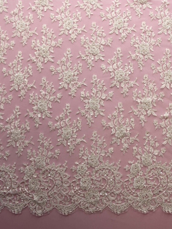 French Chantilly lace Meena couture hand by SuperLuxeFabrics