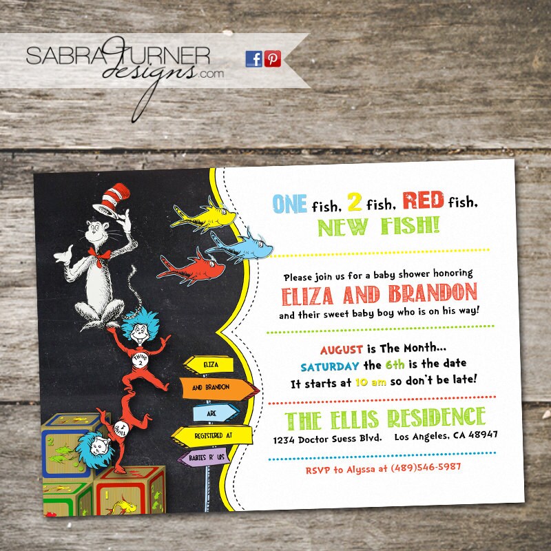 Cat in the Hat Baby Shower Invitation Dr. by SabraTurnerDesigns