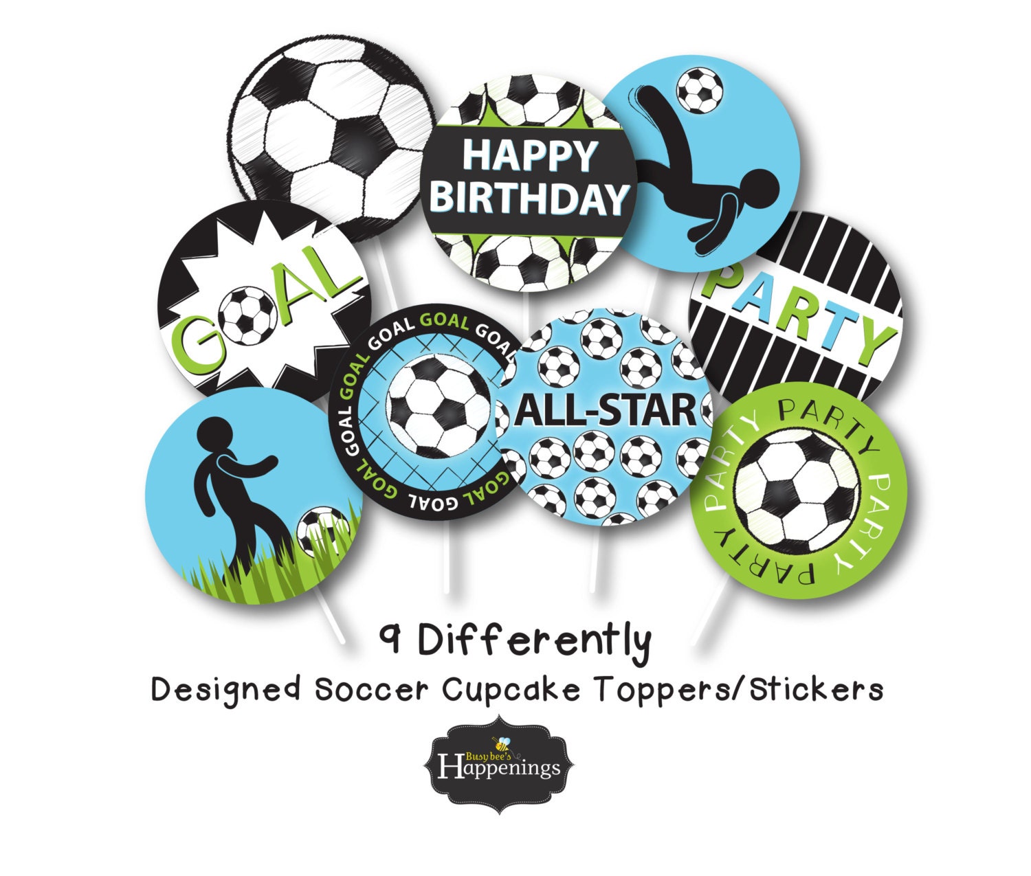 Soccer Cupcake Toppers Soccer Birthday Party Soccer Stickers
