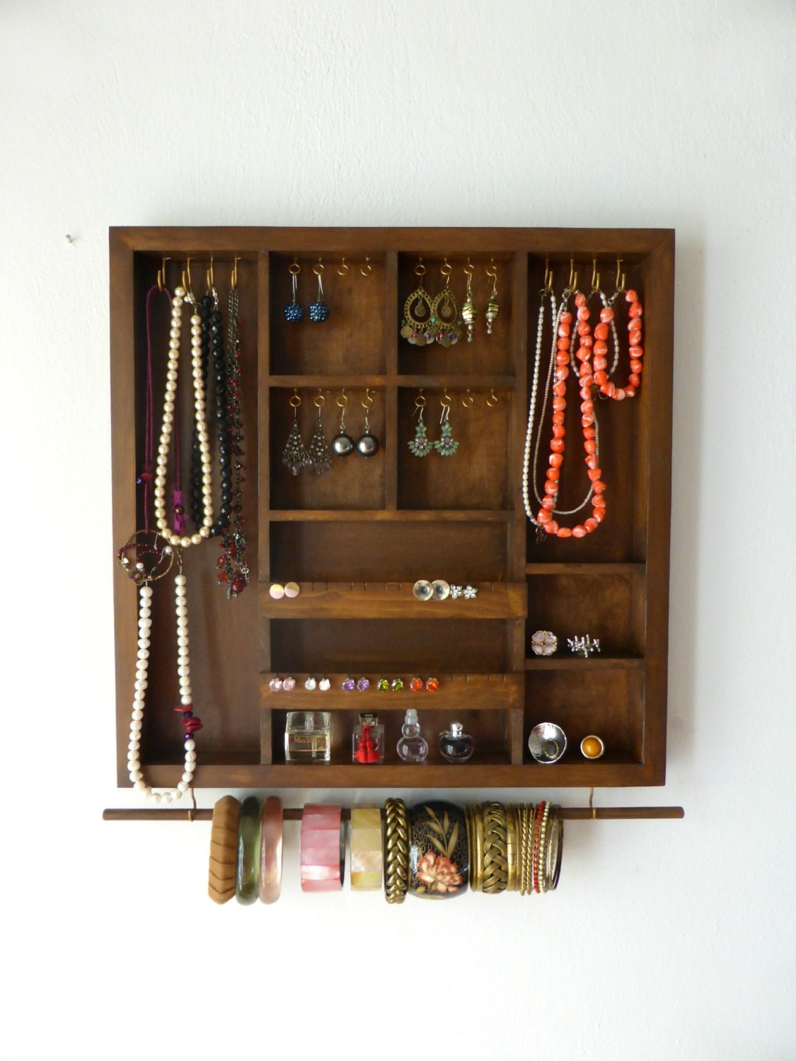 Jewelry organizer rustic decor wood organizer earring