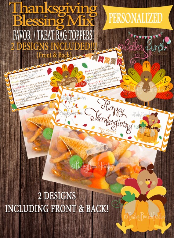 Items similar to Thanksgiving Blessing Mix Treat Bags, Thanksgiving