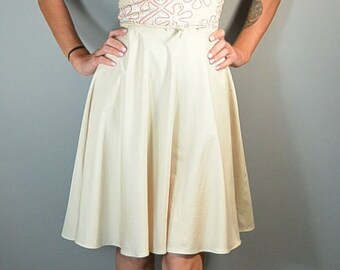 50s Summer Lace Dress// 50s Dress Circle Skirt// Cotton Summer Dress