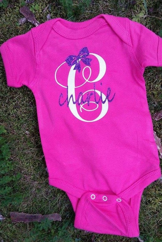 Baby girl Glitter personalized Onesie & Headband by Kitchcessories