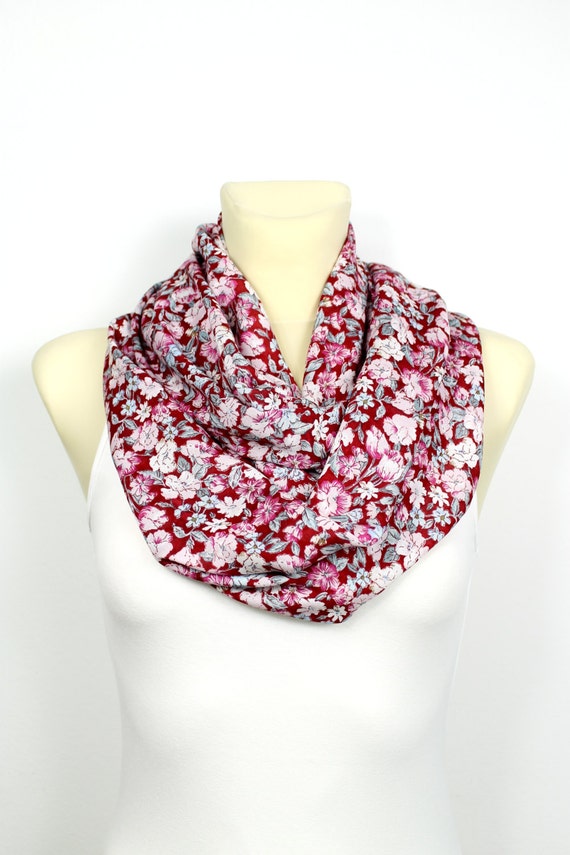 Red Boho Scarf Floral Infinity Scarf Floral Print by LocoTrends