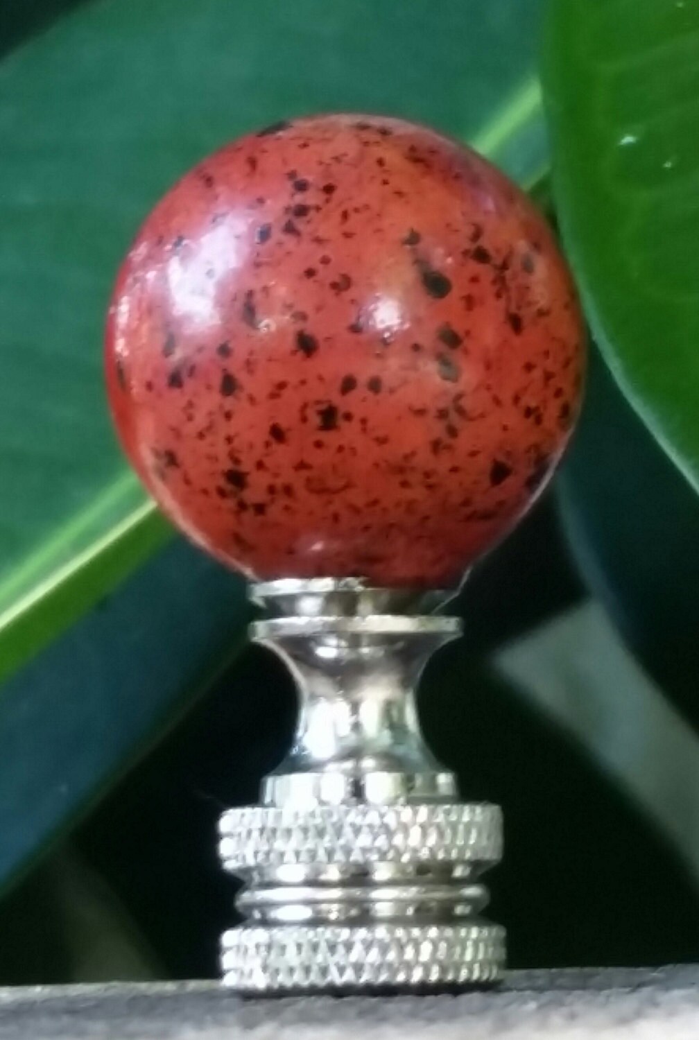 Coral Lamp Finial Glass Marble Opaque Black by VeroLampshades