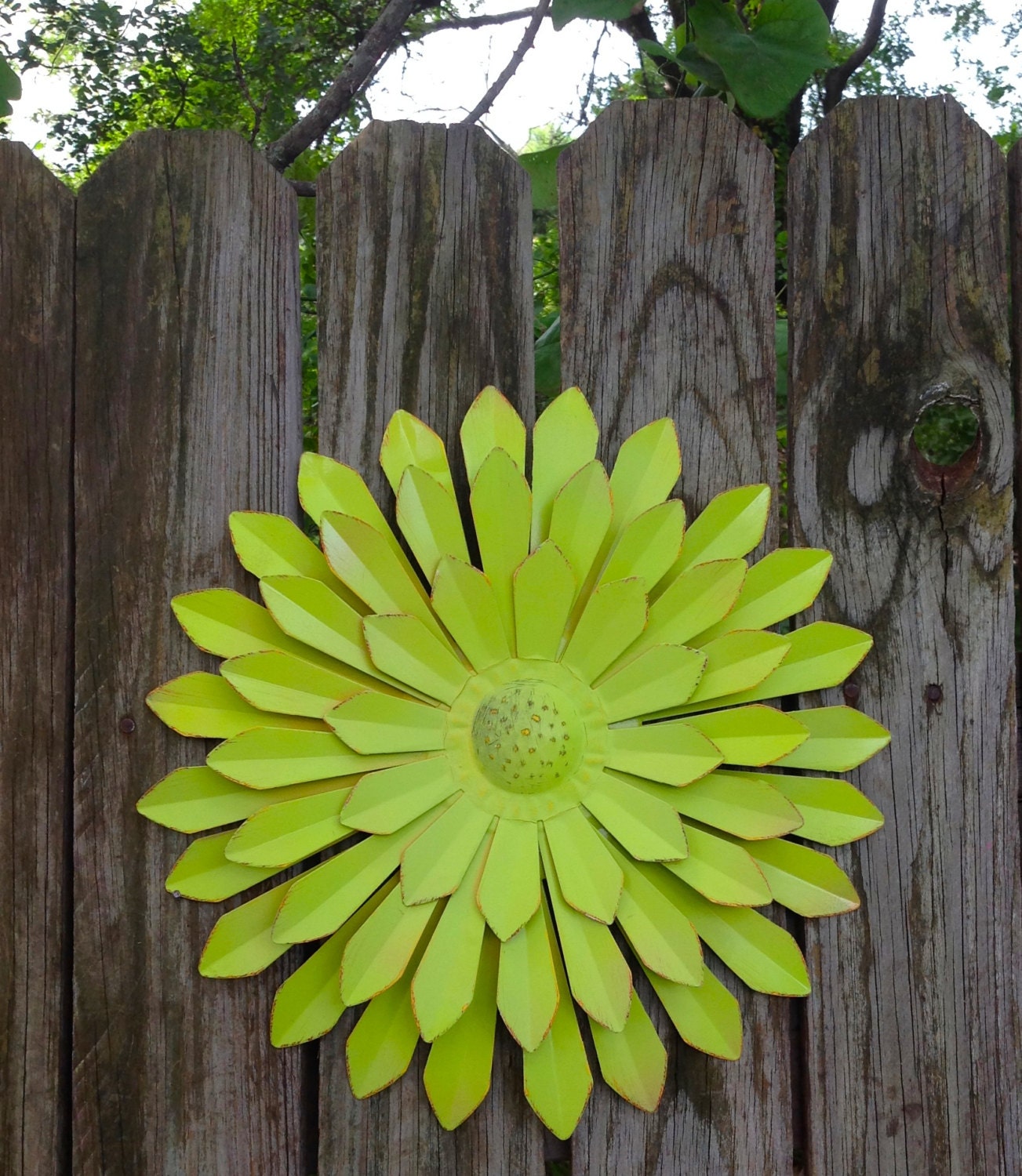 12' Metal Fence Flower / Lime Outdoor Garden Patio Wall