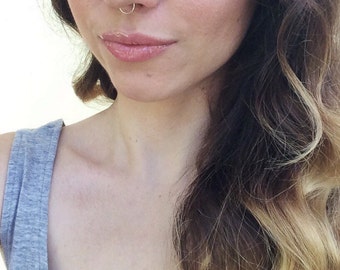 fake septum ring rose gold, faux septum ring, no piercing septum ring, clip on septum, fake nose hoop, faux nose ring, septum cuff, silver