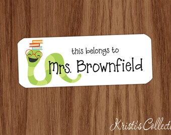 This belongs to Labels Stickers - Boys Girls Kids Teachers Custom Personalized Back to School Gift - Bookworm Gift Books