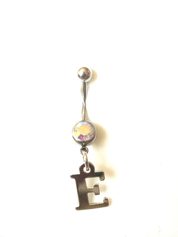 Monogrammed Initial Charm Belly Button Ring Initial Jewelry